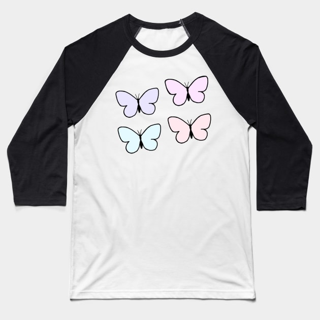 Pastel Butterflies Baseball T-Shirt by claudiasghost